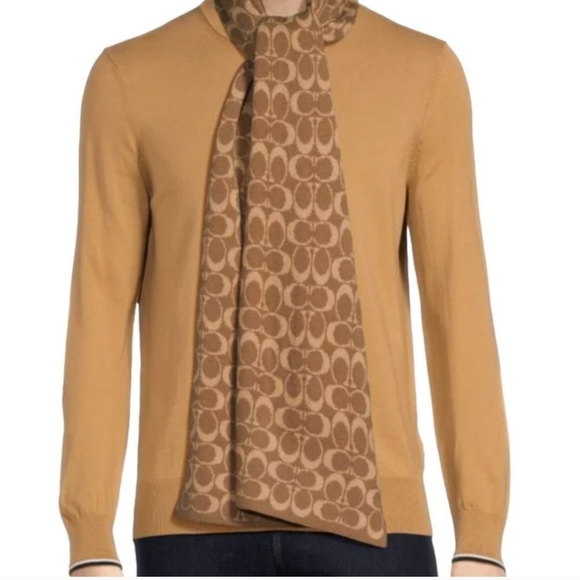 Coach Signature Beanie Hat & Scarf Boxed Gift Set - Khaki /Brown / Tan NWT! - Picture 7 of 7